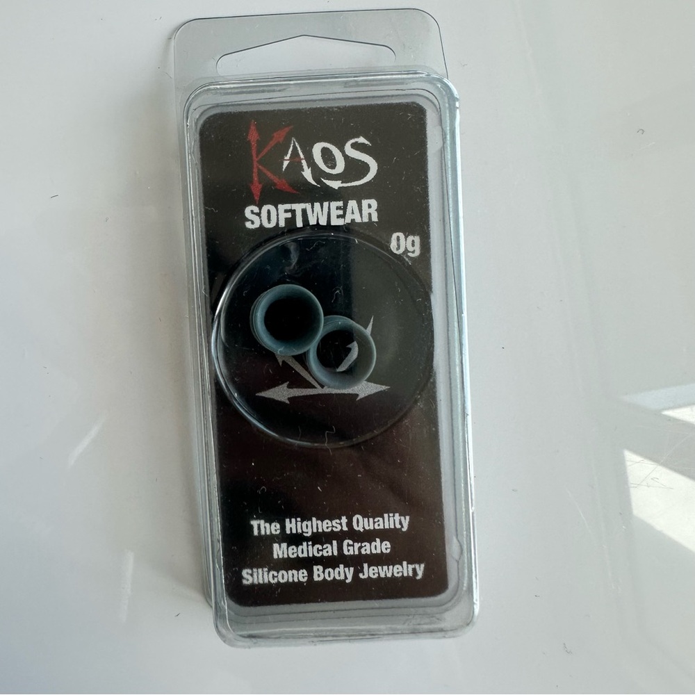 Kaos Softwear Ear Gauges size 0G. 4KAOS SLATE BLUE EARSKIN 2PK
